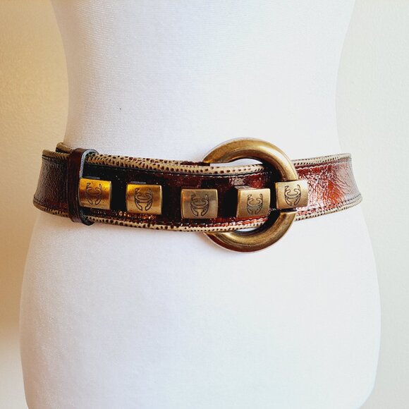 Roberto Cavalli Brown Leather Belt size 85 - Picture 1 of 16